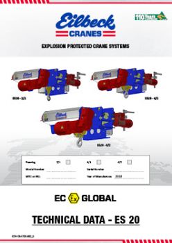 Explosion proof hoist ES20 technical Data