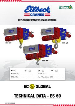 Explosion proof hoist ES60 technical Data