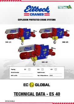 Explosion proof hoist ES40 technical Data