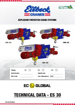 Explosion proof hoist ES30 technical Data